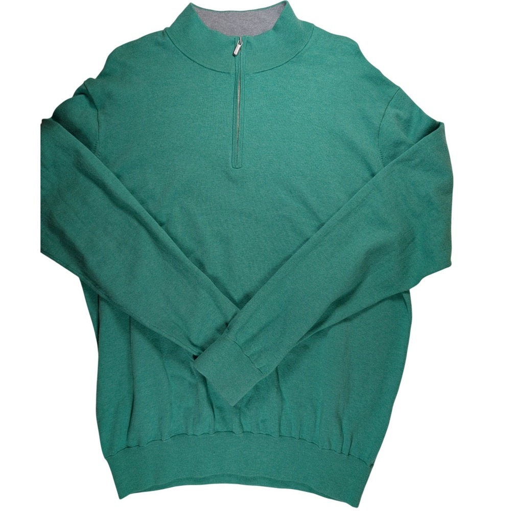Peter Millar Quarter Zip Sweater Womens Large Green Excellent Cotton Silk Blend